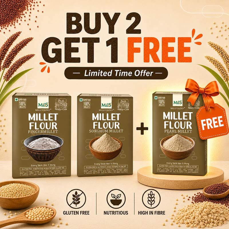 Ragi Flour + Cholam Flour, Kambu Flour Free