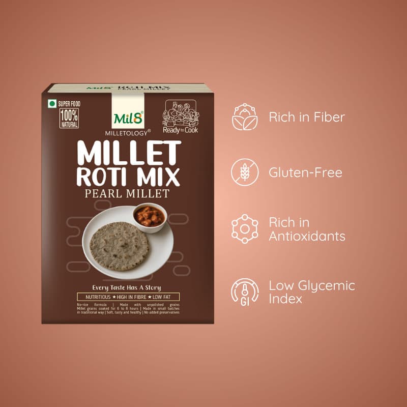 Pearl Millet Roti Mix Easy-to-Make Pearl Millet Roti Mix for Fresh Flatbreads (450g)