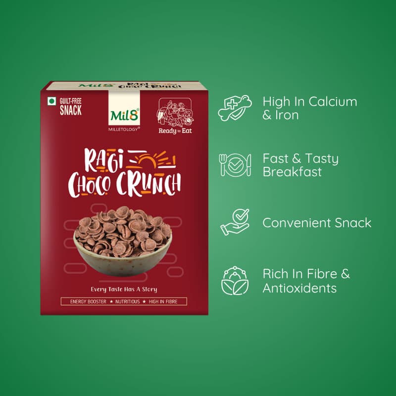 Ragi Choco Crunch Bites Crispy Ragi Bites Coated in Decadent Chocolate (100g)