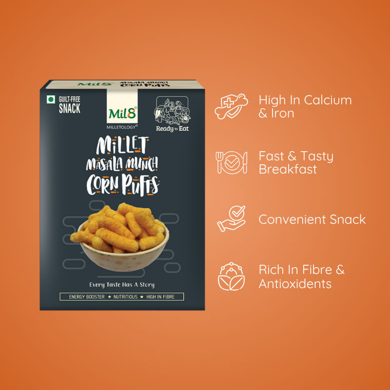 Masala Corn Puffs Spicy and Crunchy Corn Puffsor Anytime Snacking (30g)